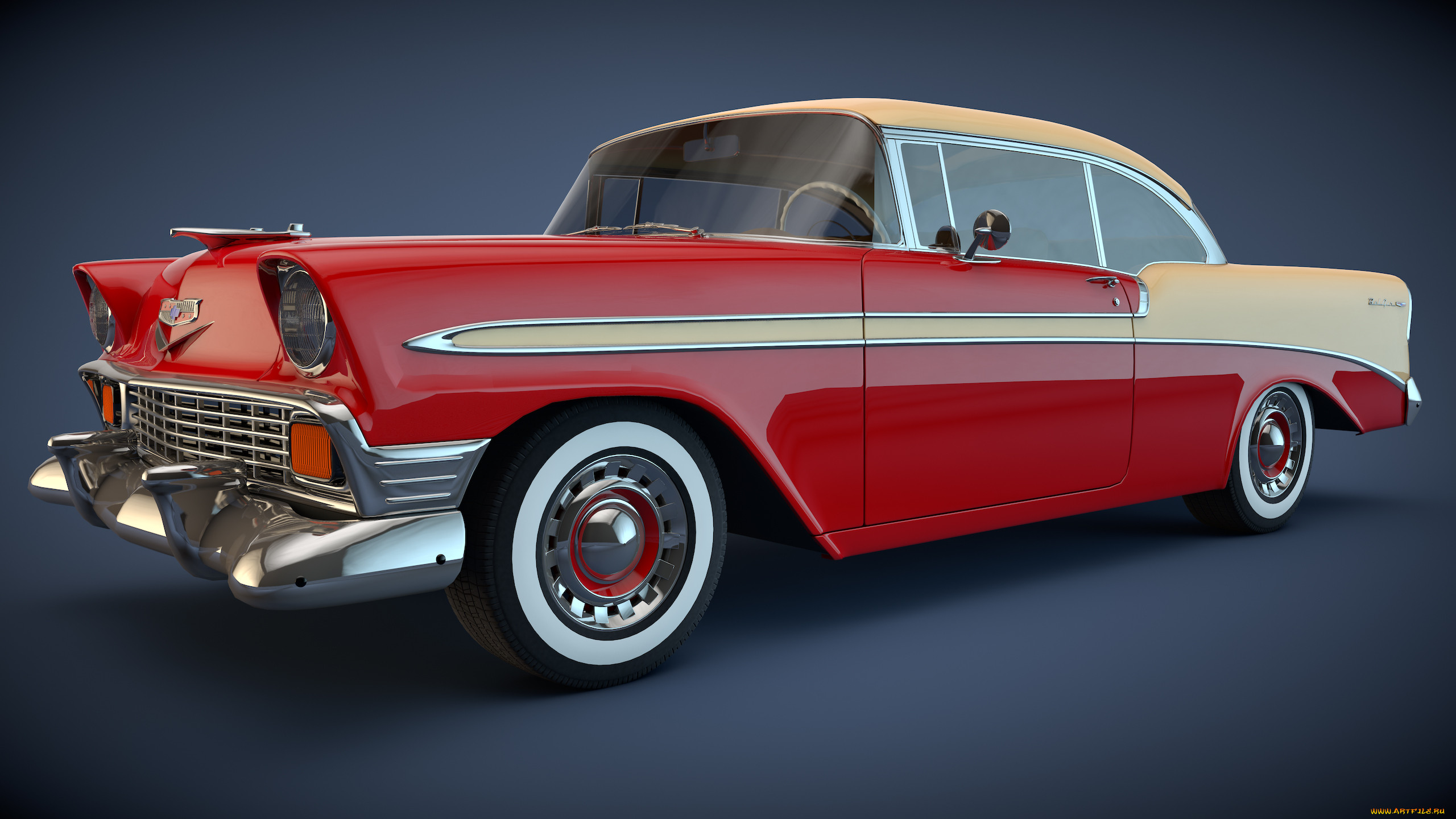 , 3, coupe, 1956, bel, chevrolet, air